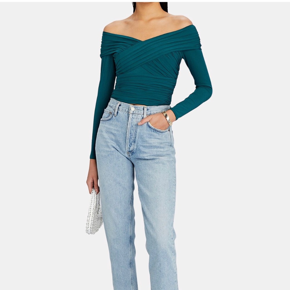 Self Portrait Off the Shoulder Top in Deep Blue